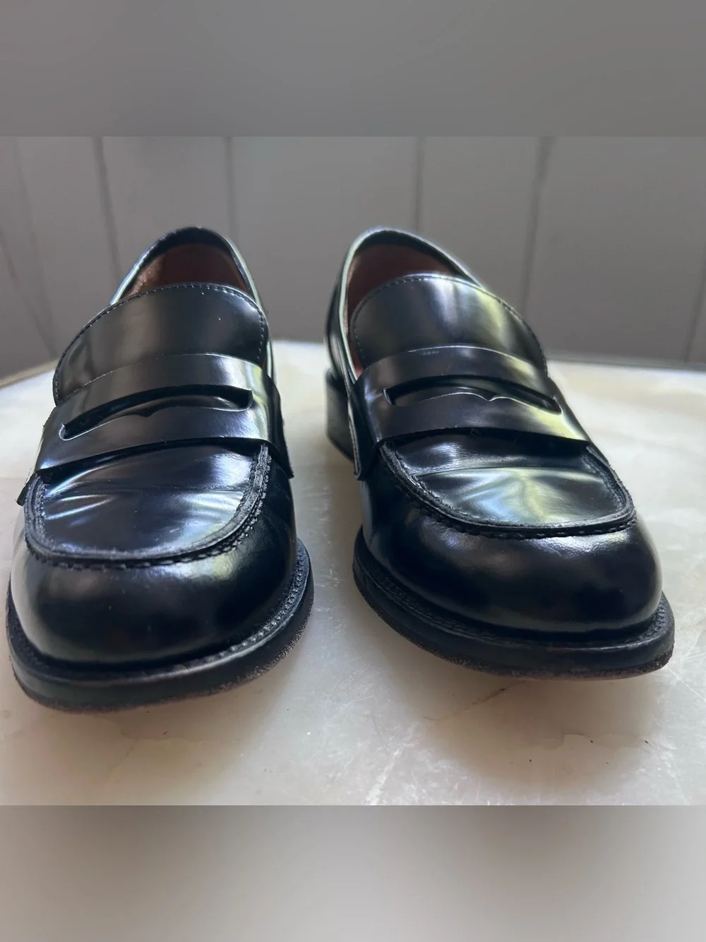 M. Gemi Black Patent  Leather Penny Loafers 39 8.5